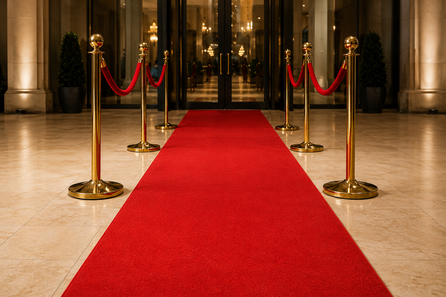 Professionele rode en witte lopers op rol van 1 meter breed voor entrees, evenementen en gala's.