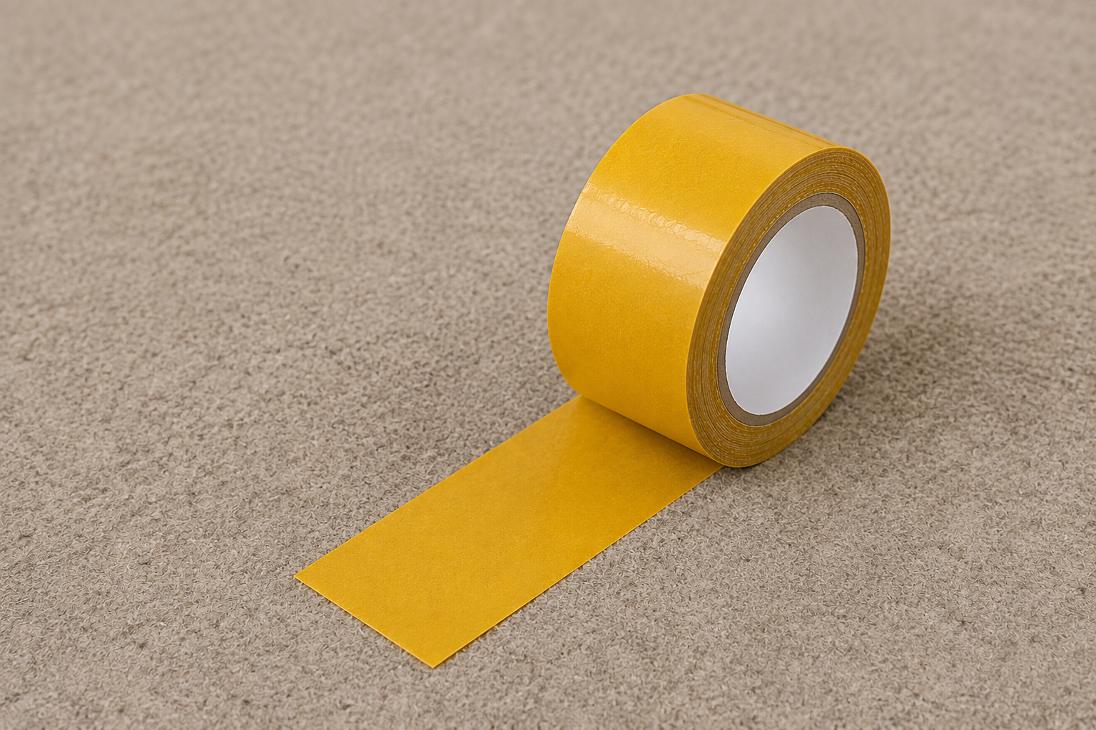 Professionele dubbelzijdige tapijttape op rol van 20 meter, geschikt voor het monteren van projecttapijt, beurstapijt, lopers en tijdelijke vloerbekleding.